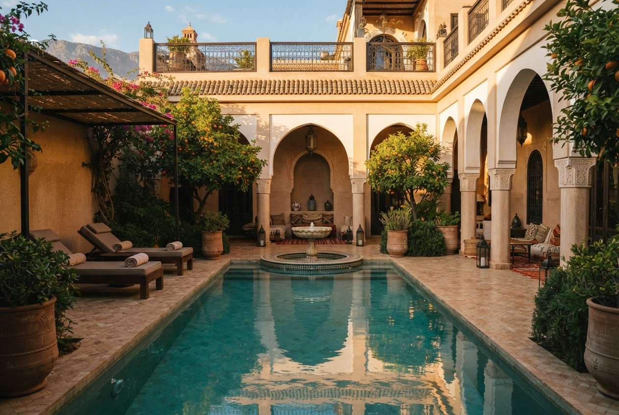 Patio et piscine de la villa privatisée